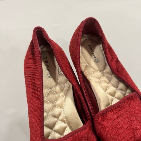 Birdies Starling Burgundy Red Velvet Python Smocking Loafer Slipper Flats 8.5 - Picture 3 of 7